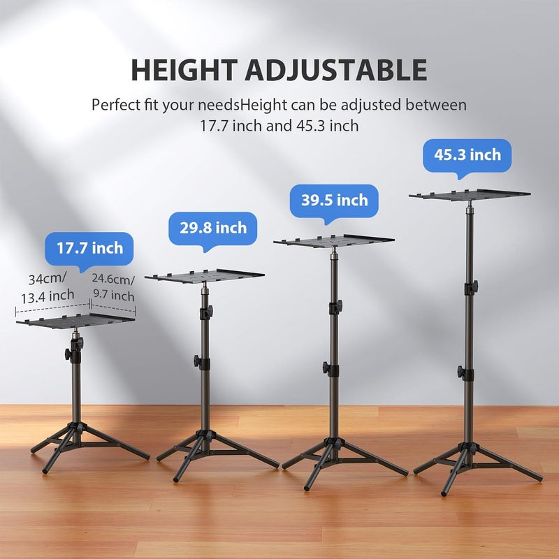 LEORFI Projector Stand Tripod, Laptop Tripod Stand, Foldable Portable Projector Floor Mount, Height Adjustable from 17.7" to 45.2", with Folding Plate, Capacity 22lb, for Outdoor Movies, Home, Office - Image 4